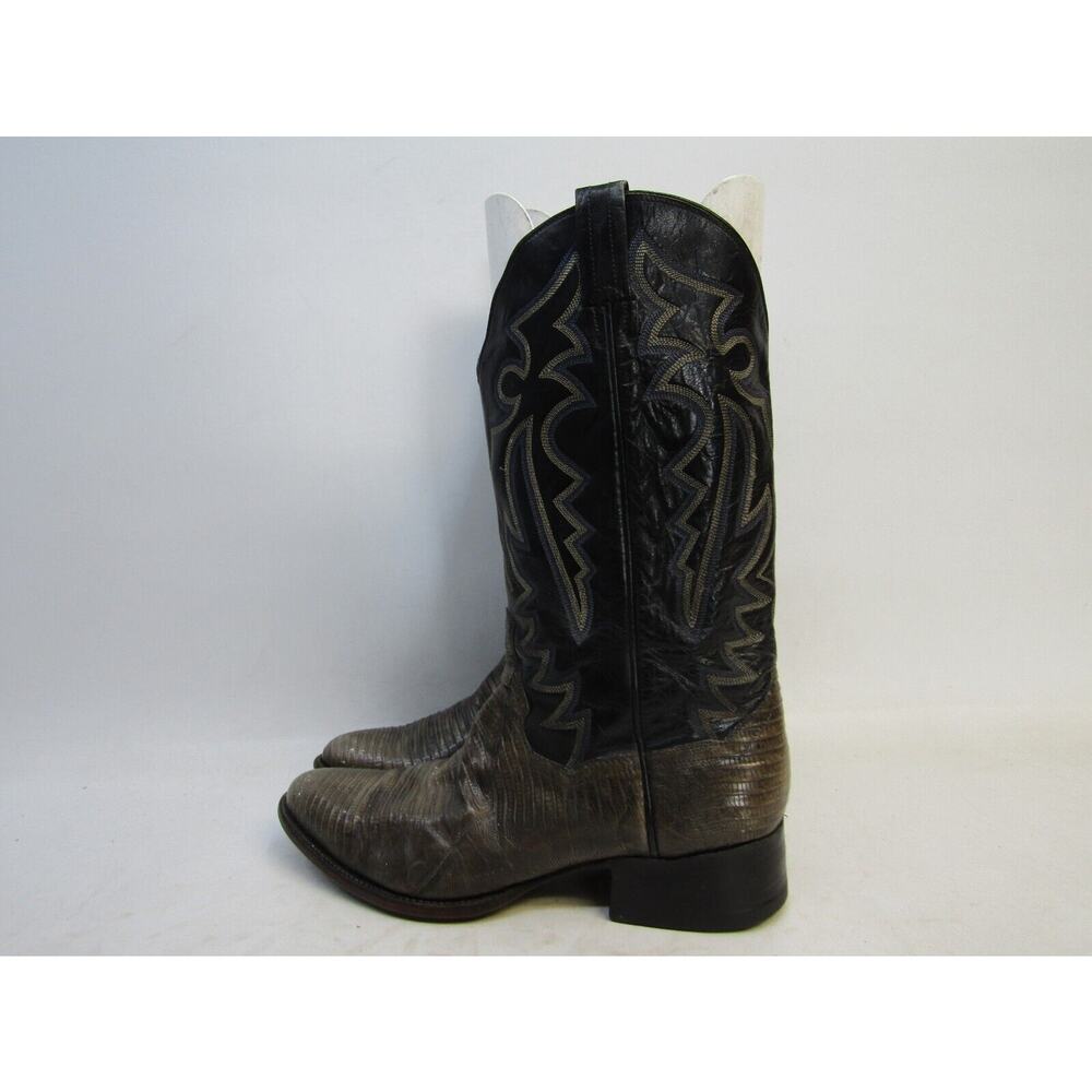 PANHANDLE SLIM Mens Size 10 D Black Leather Lizard Cowboy Western Boots